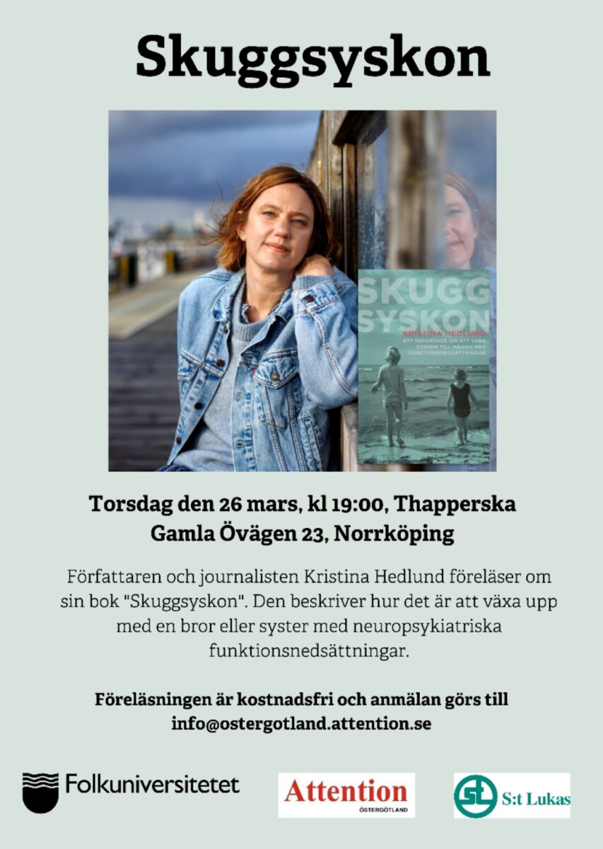 Välkomna att lyssna till Kristina Hedlund som skrivit boken Skuggsyskon!